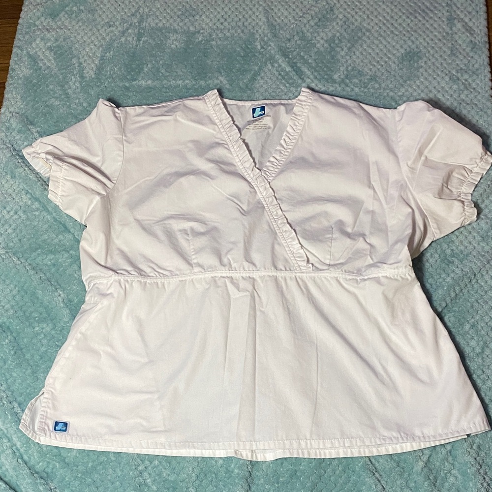 Adar White Scrub Top with Back Tie